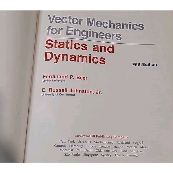 Statics and Dynamics Vector Mechanics Beer/Johnston 5th Ed 1988 HC McGraw-Hill - Picture 4 of 7